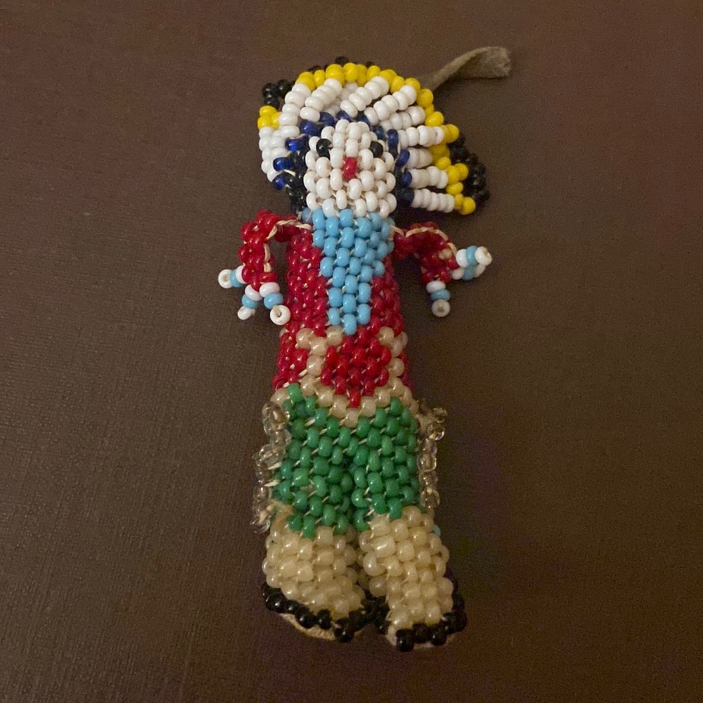 Vintage Zuni handmade bead Chief mini doll keychain pendant collector piece